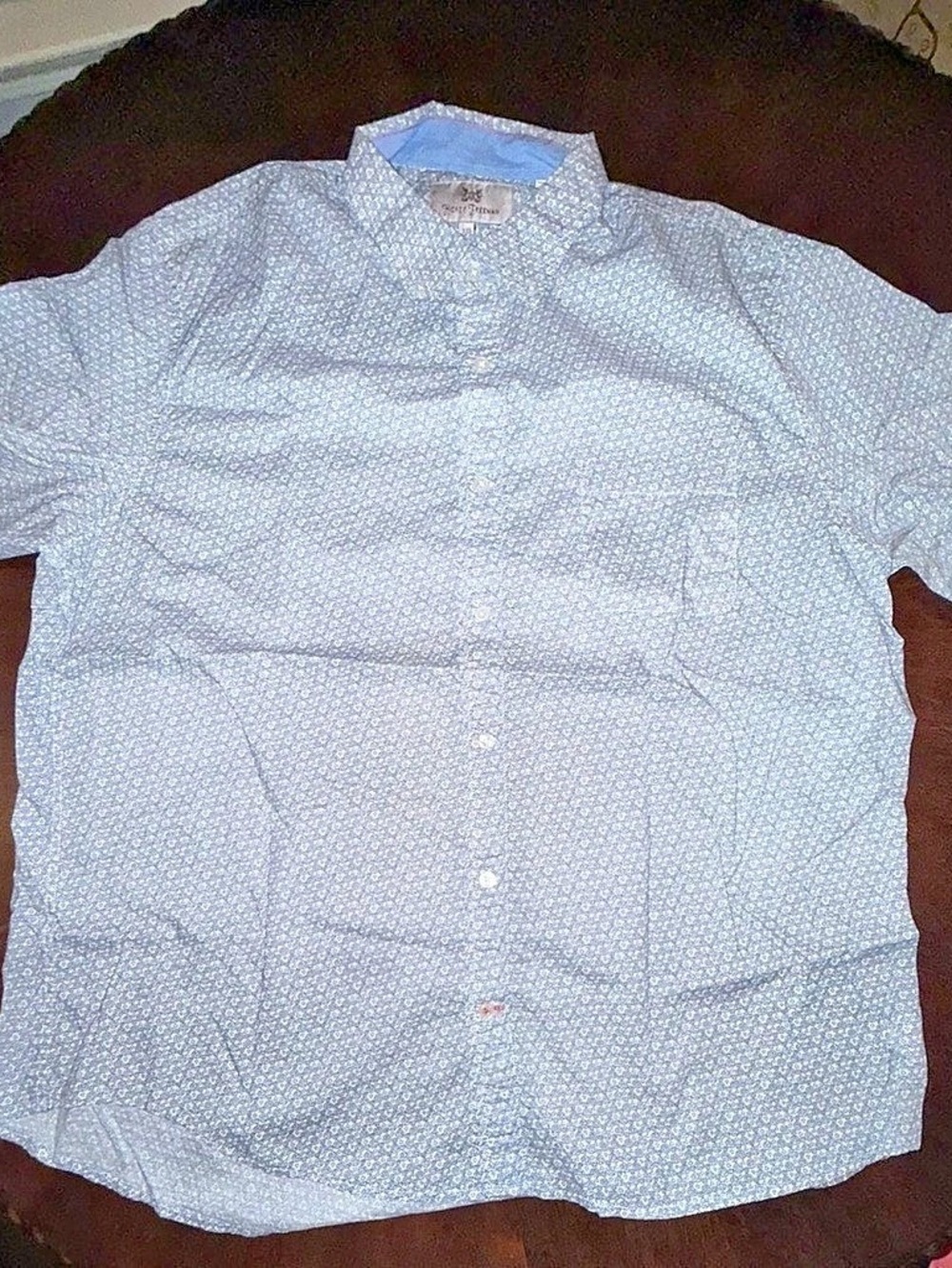 Hickey Freeman Men's Blue & White Geometric Button Down XL